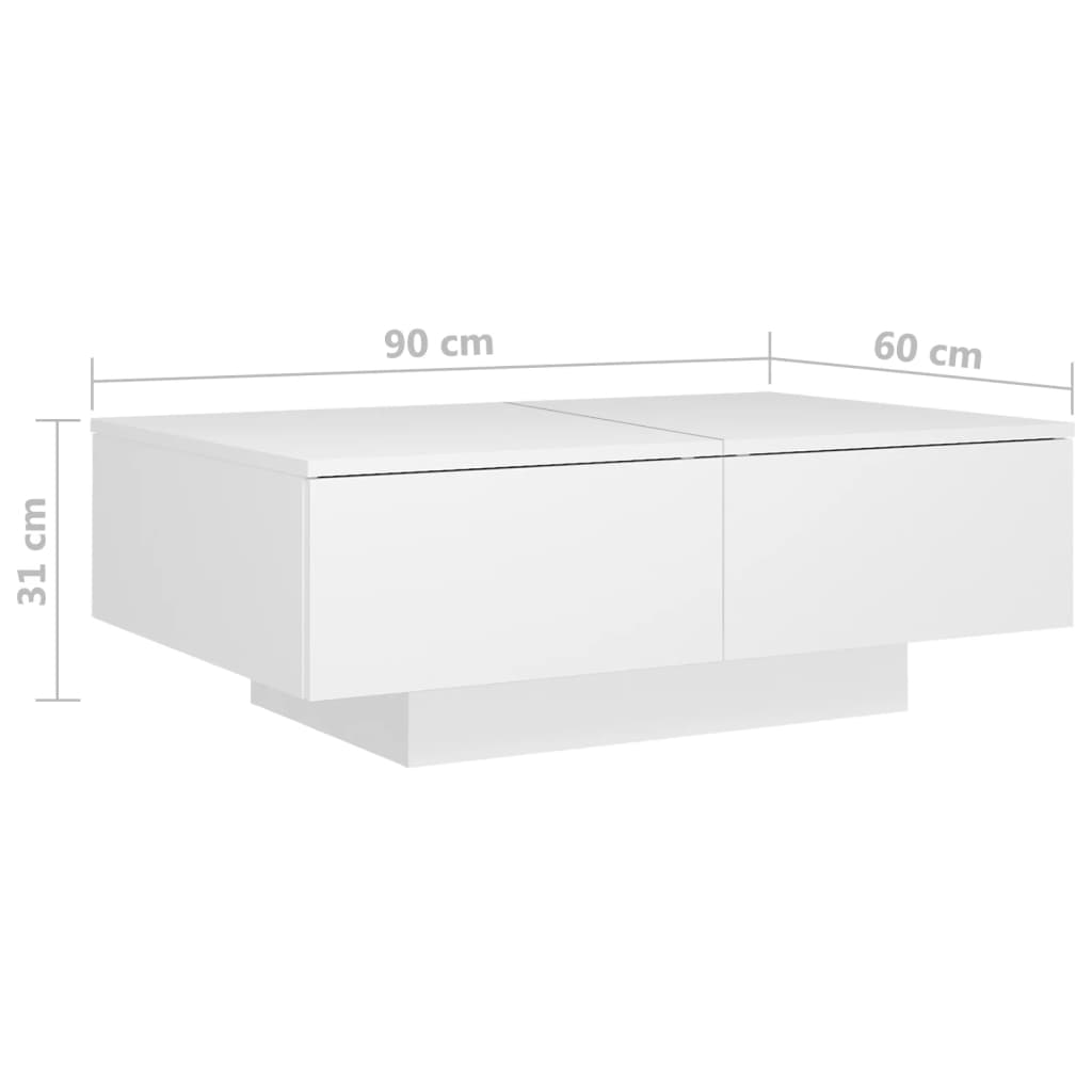 Mesa de centro 90x60x31 cm contraplacado branco