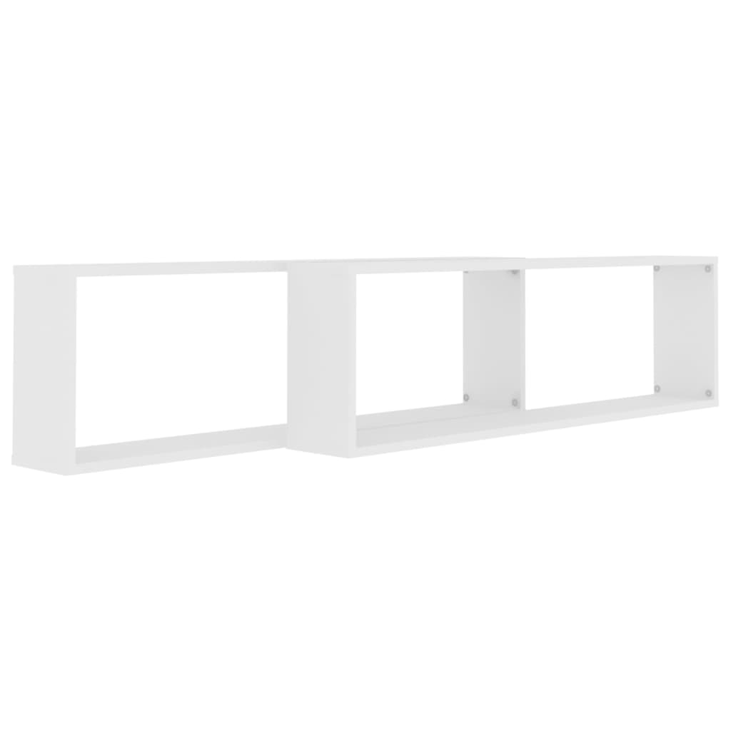 Prateleiras parede forma cubo 2 pcs derivados de madeira branco