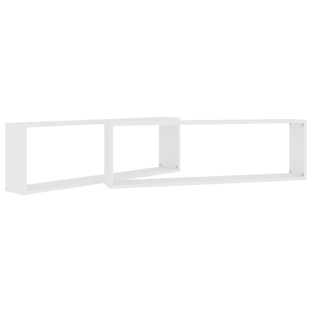 Prateleiras parede forma cubo 2 pcs derivados de madeira branco