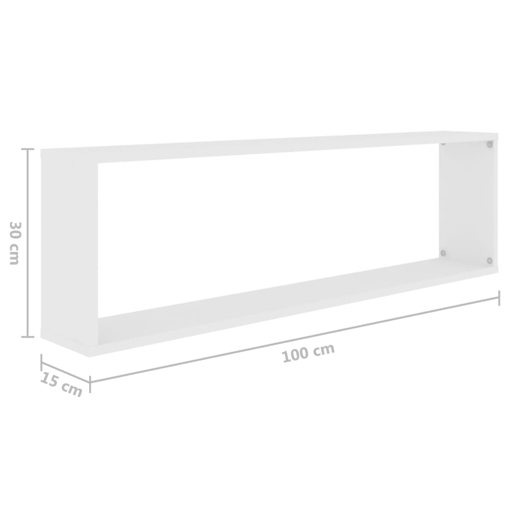 Prateleiras parede forma cubo 2 pcs derivados de madeira branco