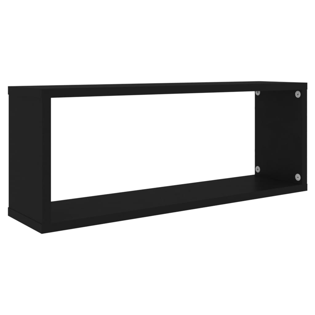Prateleiras parede forma de cubo 2 pcs derivados madeira preto