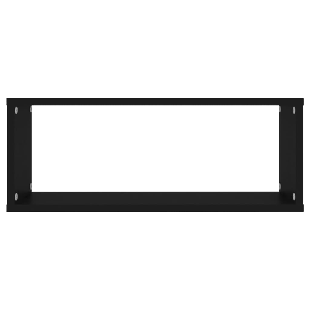 Prateleiras parede forma de cubo 2 pcs derivados madeira preto