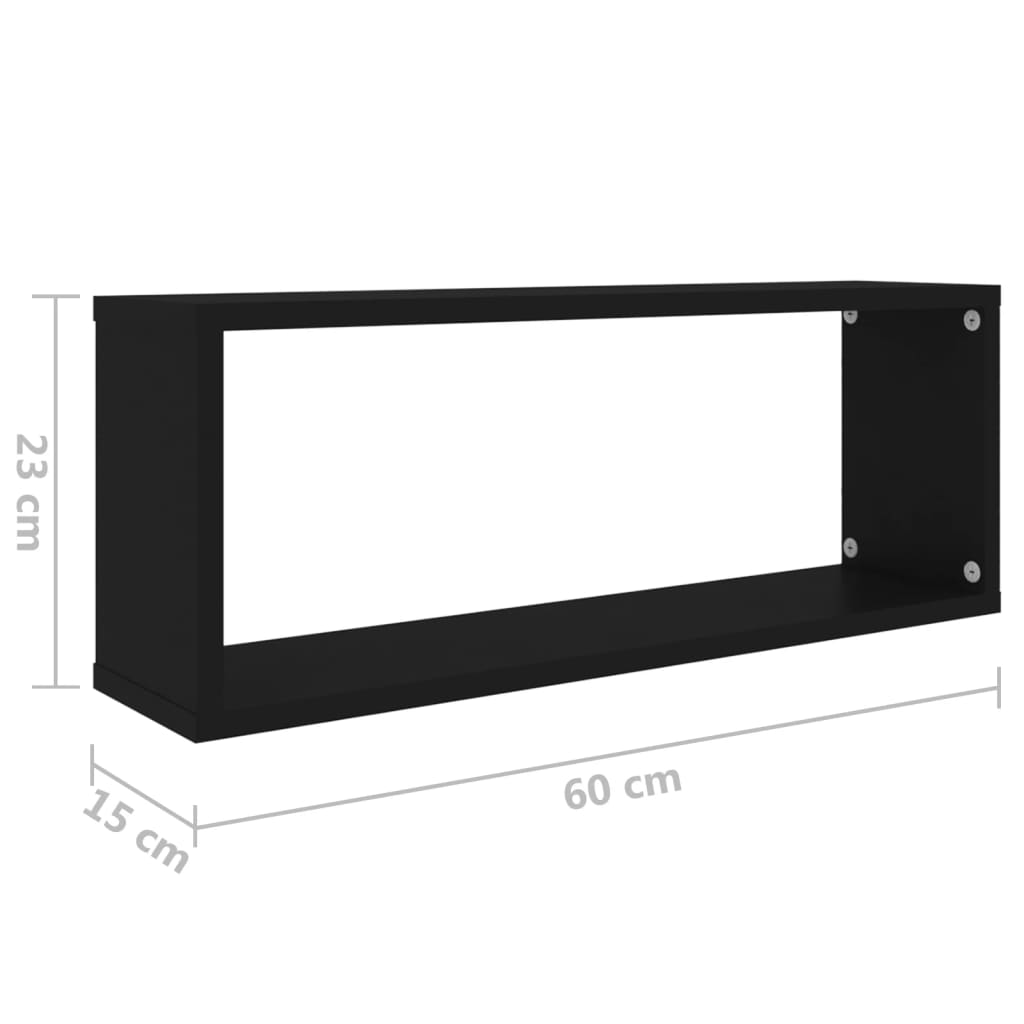 Prateleiras parede forma de cubo 2 pcs derivados madeira preto