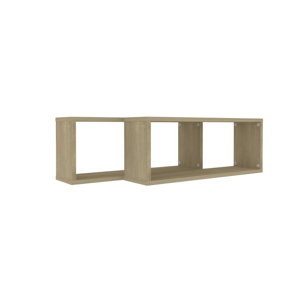 Prateleiras parede forma de cubo 2 pcs carvalho sonoma