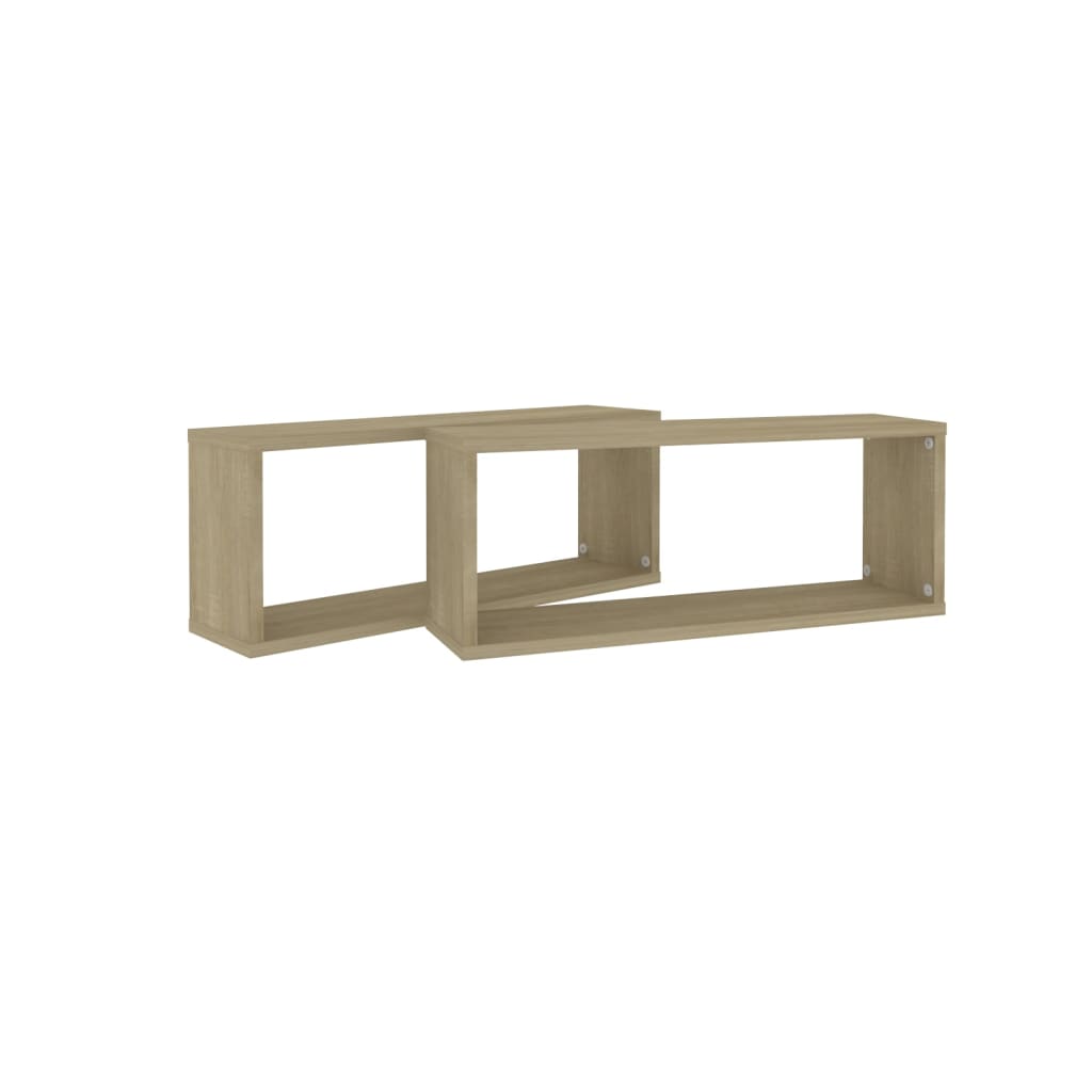 Prateleiras parede forma de cubo 2 pcs carvalho sonoma