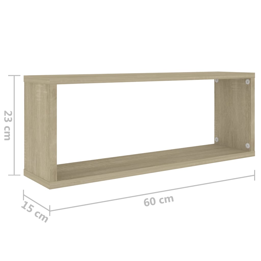 Prateleiras parede forma de cubo 2 pcs carvalho sonoma
