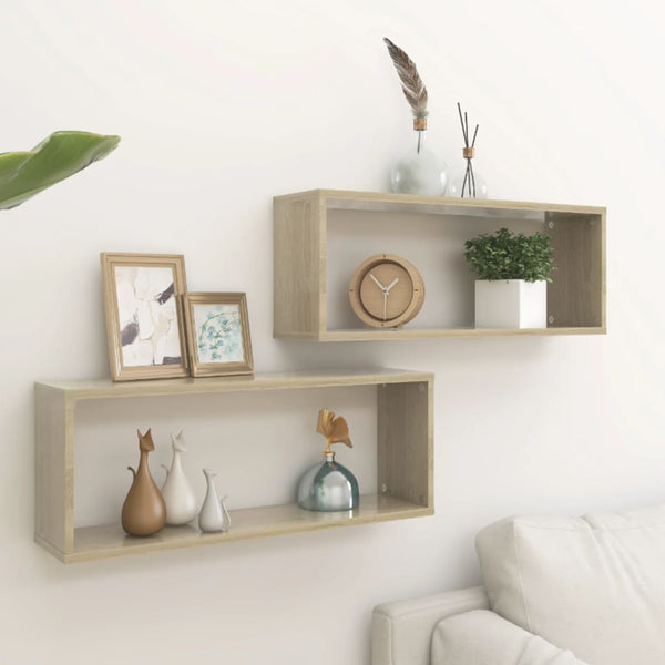 Prateleiras parede forma de cubo 2 pcs carvalho sonoma