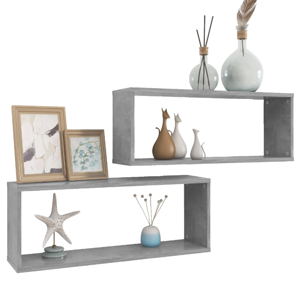 Prateleiras parede forma de cubo 2pcs 60x15x23 cm cinza cimento