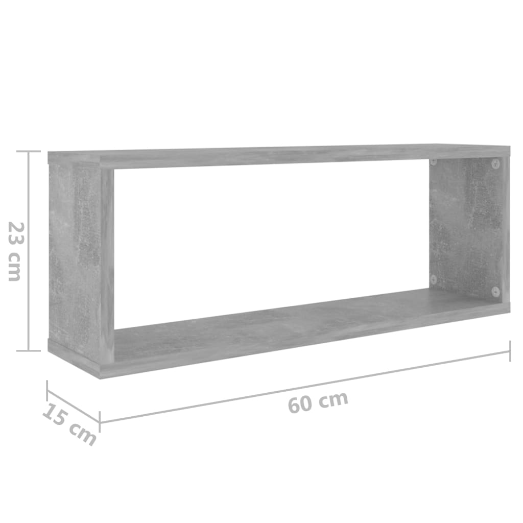 Prateleiras parede forma de cubo 2pcs 60x15x23 cm cinza cimento