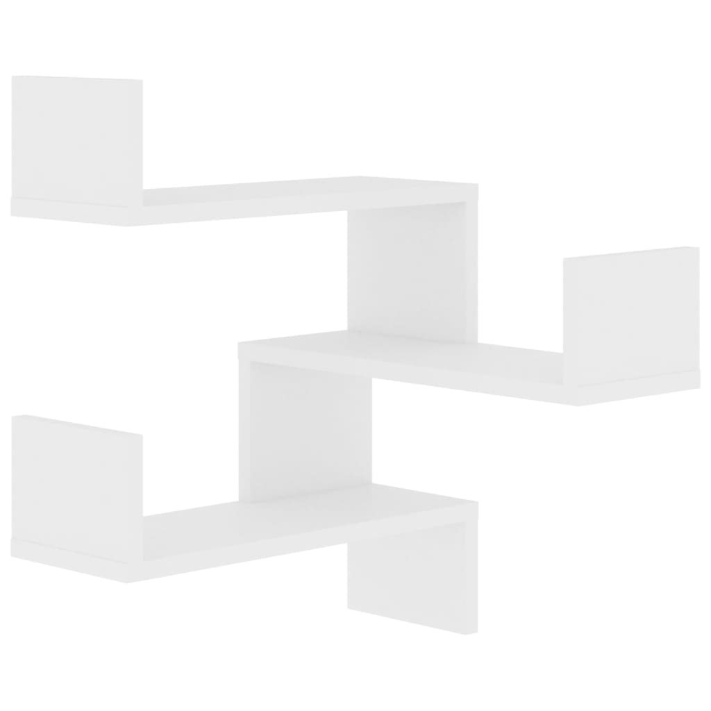 Estantes canto p/ parede 2pcs 40x40x50cm deriv. madeira branco