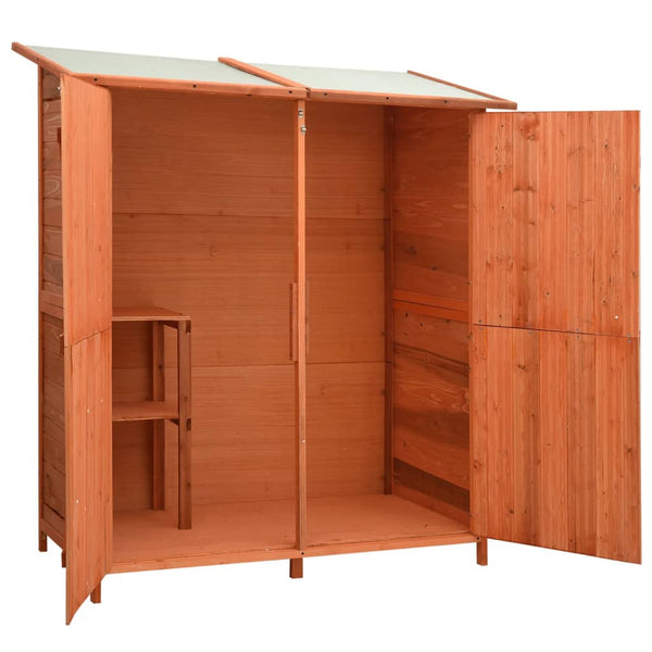 Abrigo p/ ferramentas de jardim 136x75x160 cm abeto maciço
