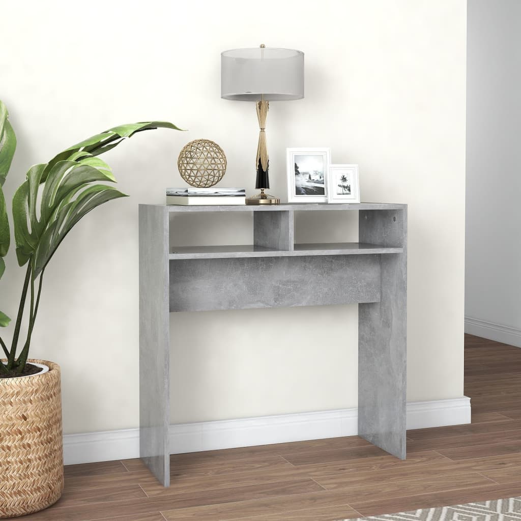 Mesa consola 78x30x80 cm derivados de madeira cinzento cimento