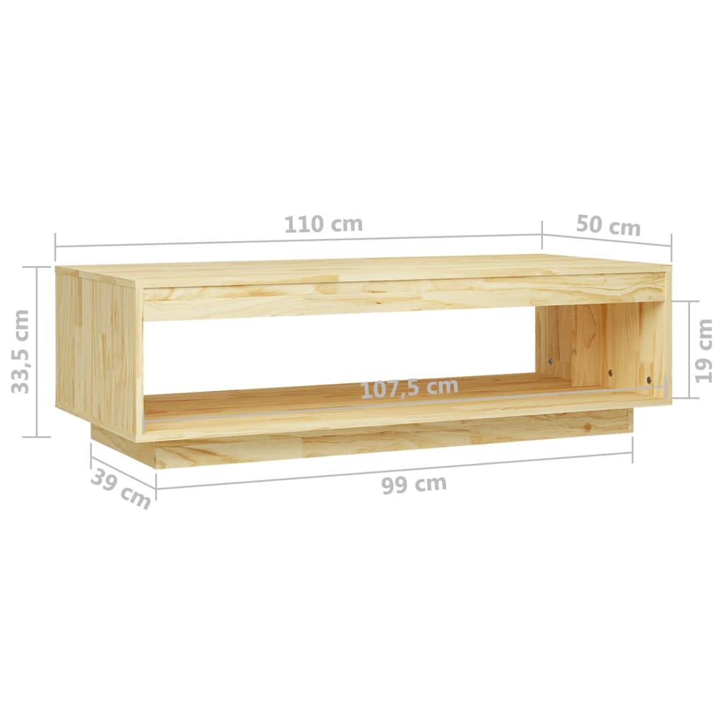 Mesa de centro 110x50x33,5 cm madeira de pinho maciça