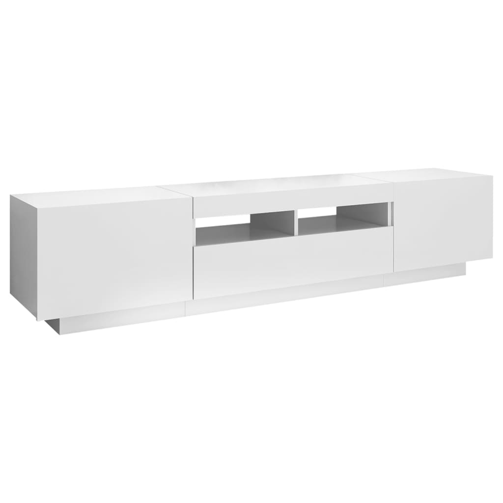 Móvel de TV com luzes LED 180x35x40 cm branco