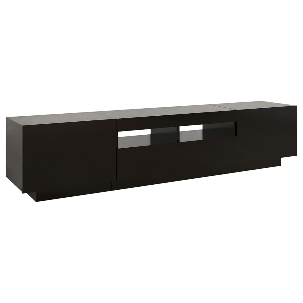 Móvel de TV com luzes LED 180x35x40 cm preto