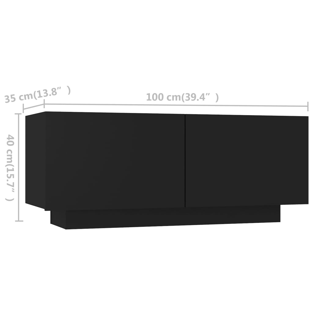 Móvel de TV com luzes LED 180x35x40 cm preto