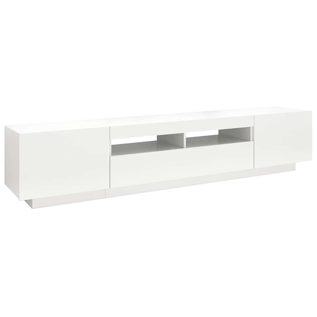 Móvel de TV com luzes LED 200x35x40 cm branco