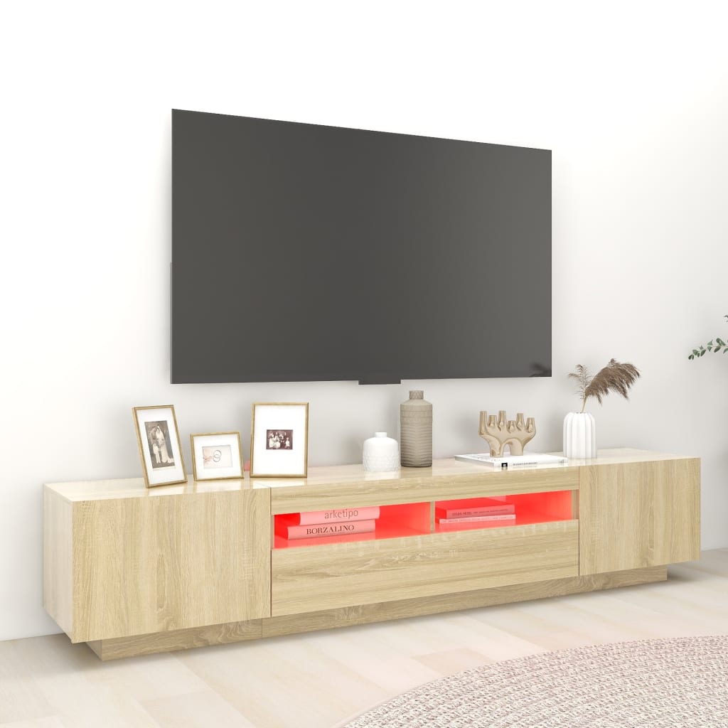 Móvel de TV com luzes LED 200x35x40 cm carvalho sonoma