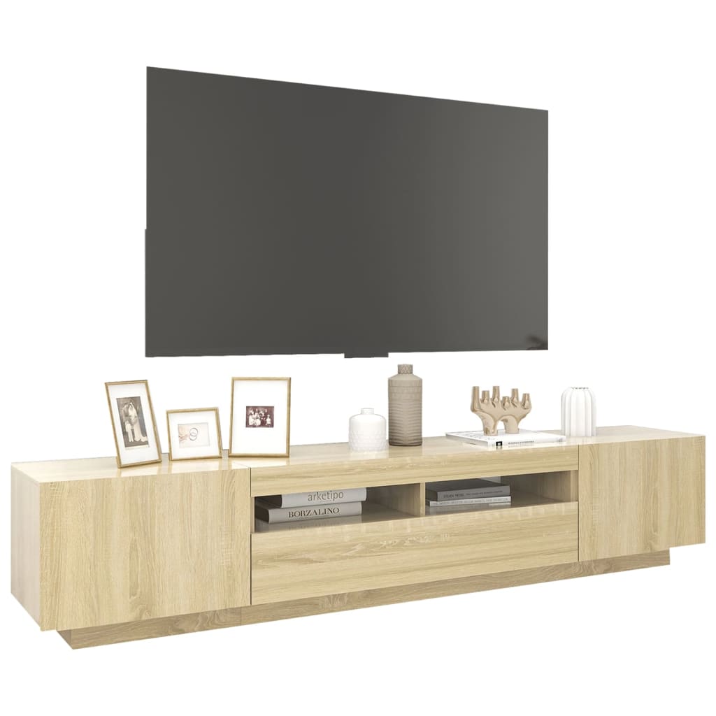 Móvel de TV com luzes LED 200x35x40 cm carvalho sonoma