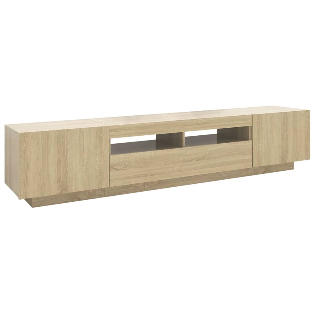 Móvel de TV com luzes LED 200x35x40 cm carvalho sonoma