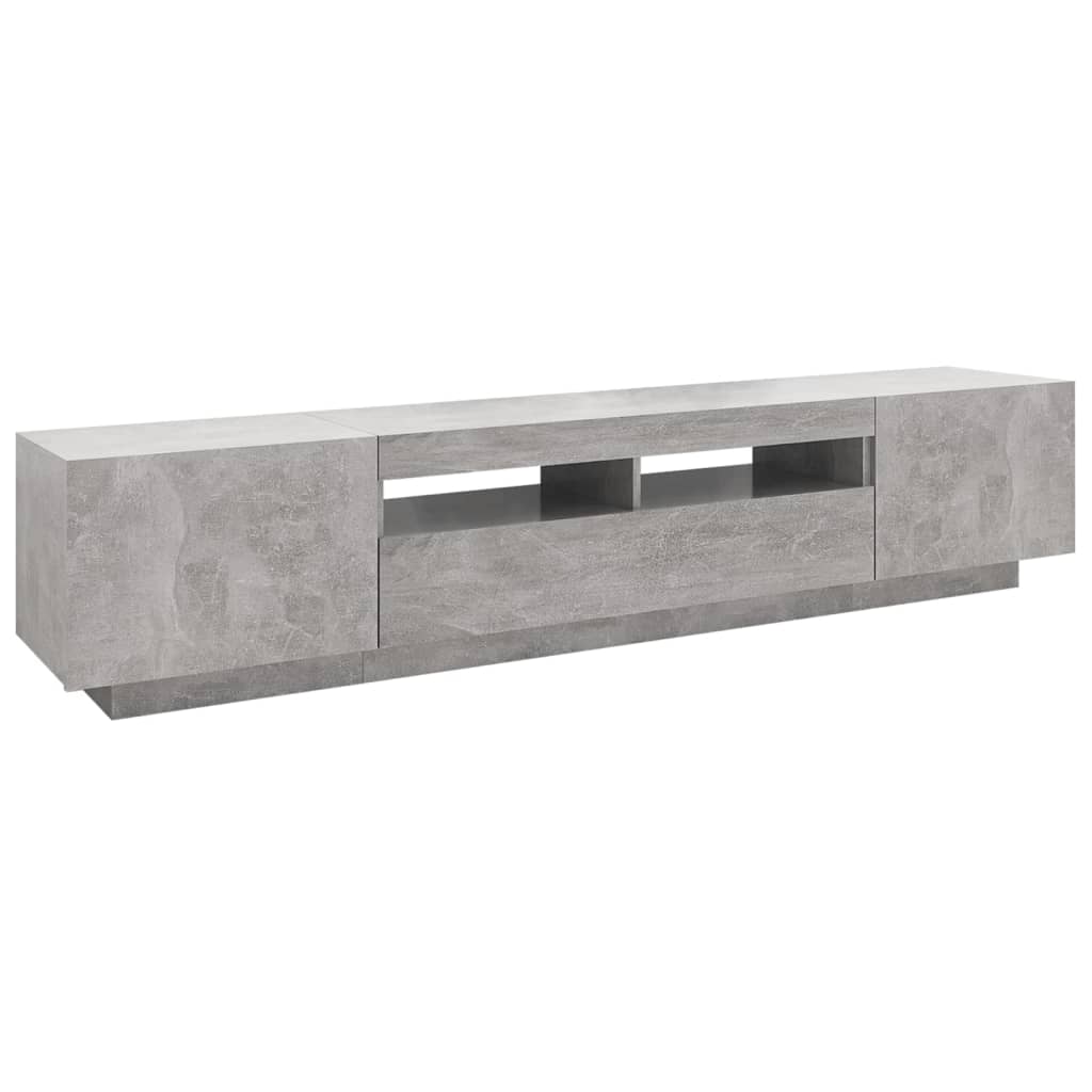 Móvel de TV com luzes LED 200x35x40 cm cinzento cimento