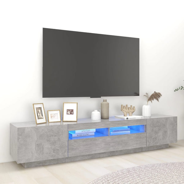 Móvel de TV com luzes LED 200x35x40 cm cinzento cimento