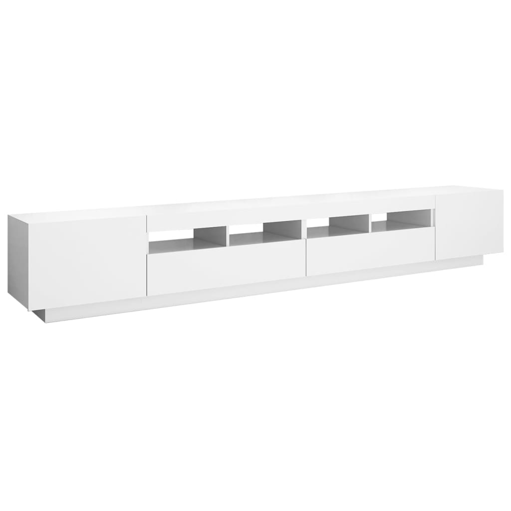 Móvel de TV com luzes LED 260x35x40 cm branco
