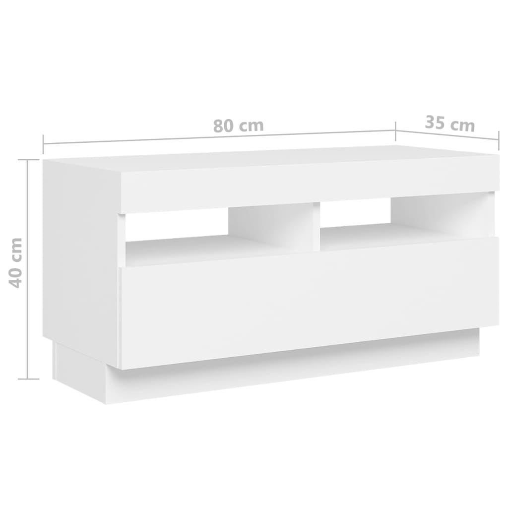 Móvel de TV com luzes LED 260x35x40 cm branco