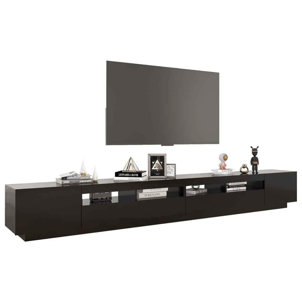 Móvel de TV com luzes LED 300x35x40 cm preto