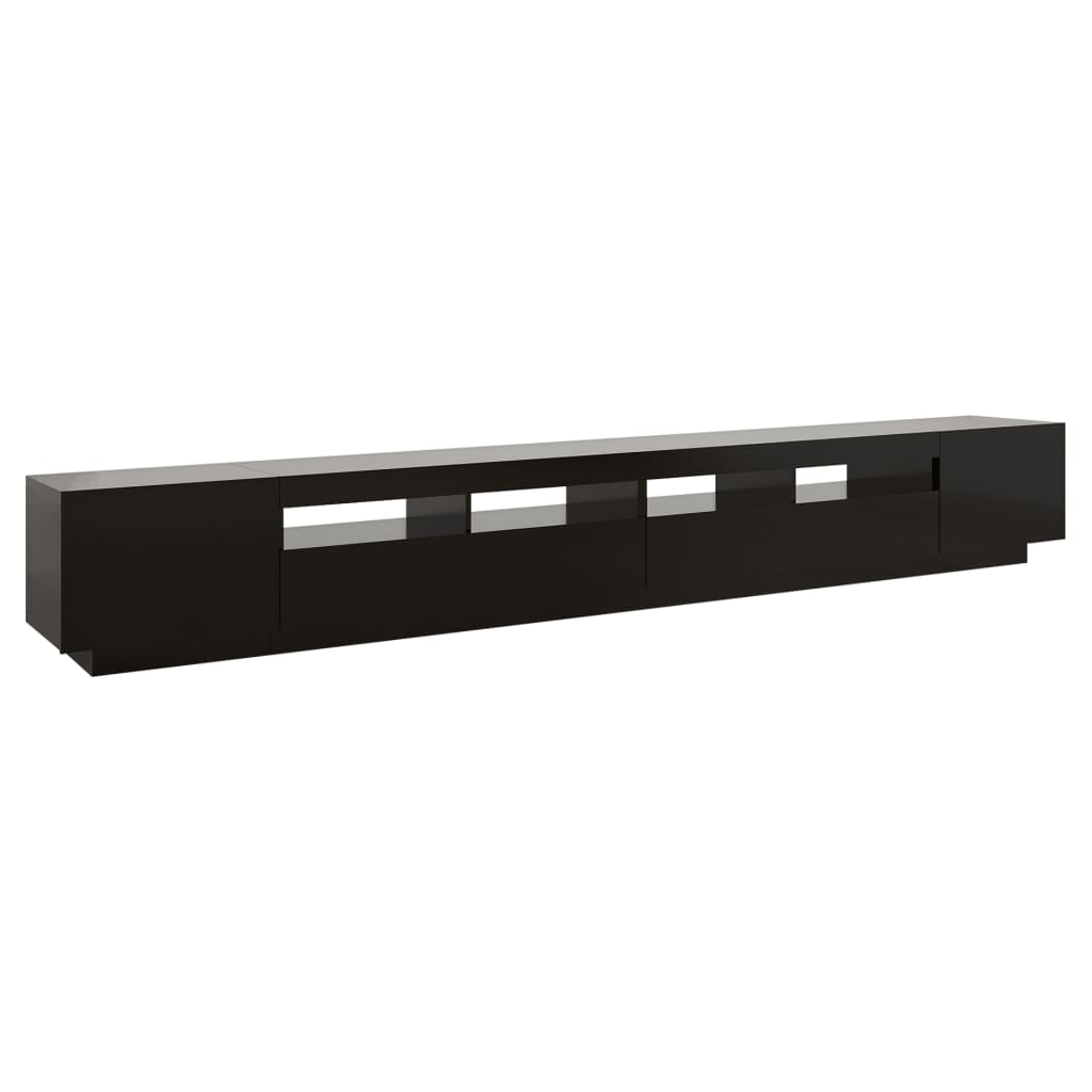 Móvel de TV com luzes LED 300x35x40 cm preto