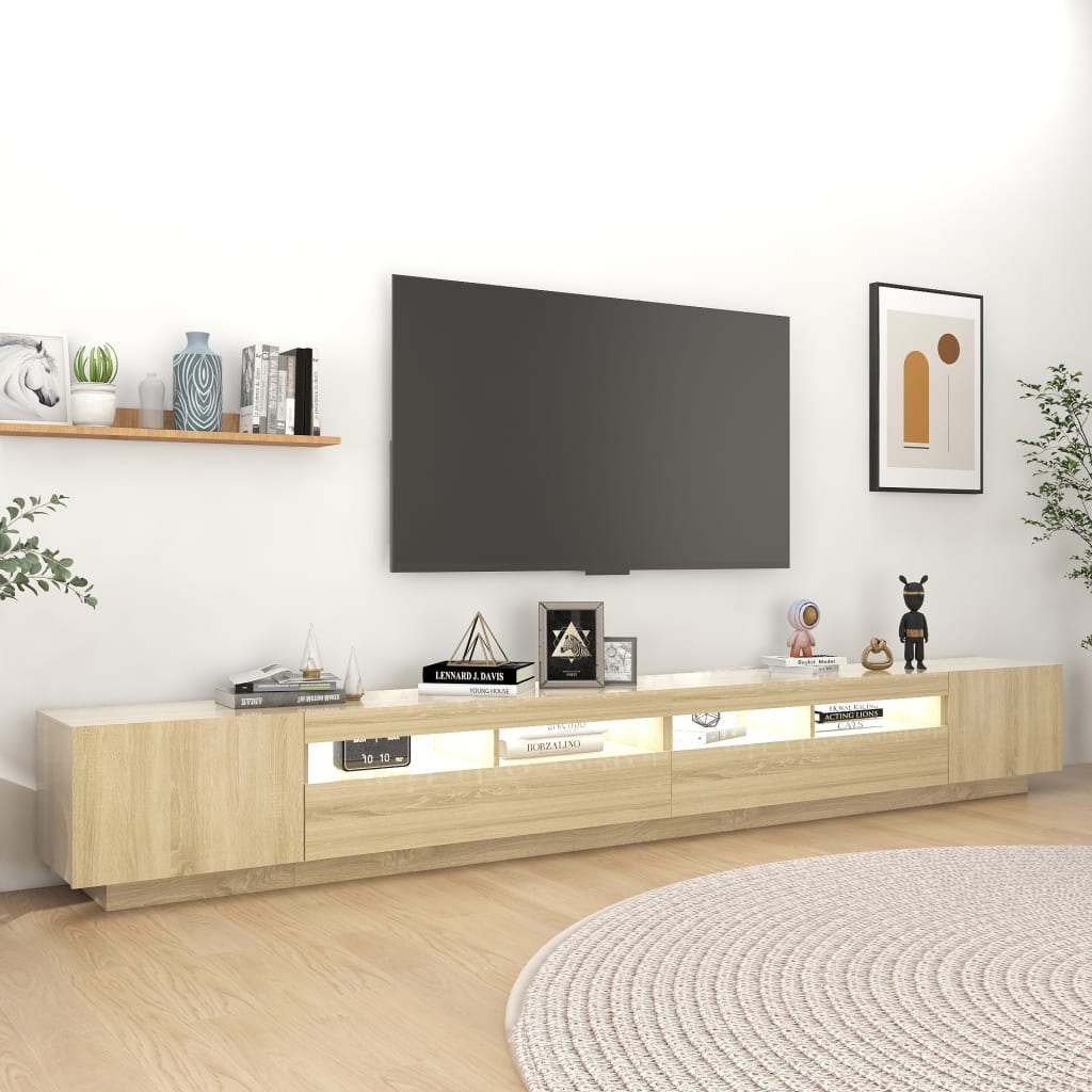 Móvel de TV com luzes LED 300x35x40 cm carvalho sonoma