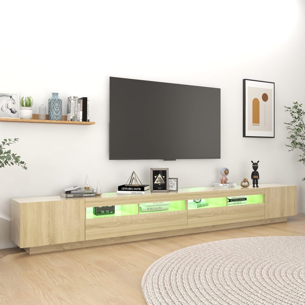 Móvel de TV com luzes LED 300x35x40 cm carvalho sonoma