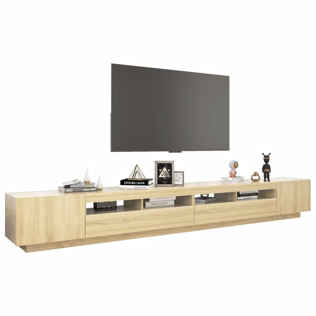 Móvel de TV com luzes LED 300x35x40 cm carvalho sonoma