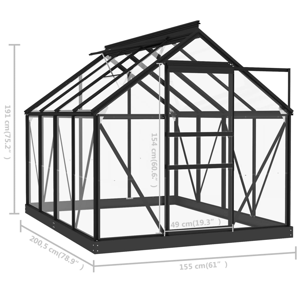 Estrutura substituição estufa 155x103x191 cm alumínio antracite