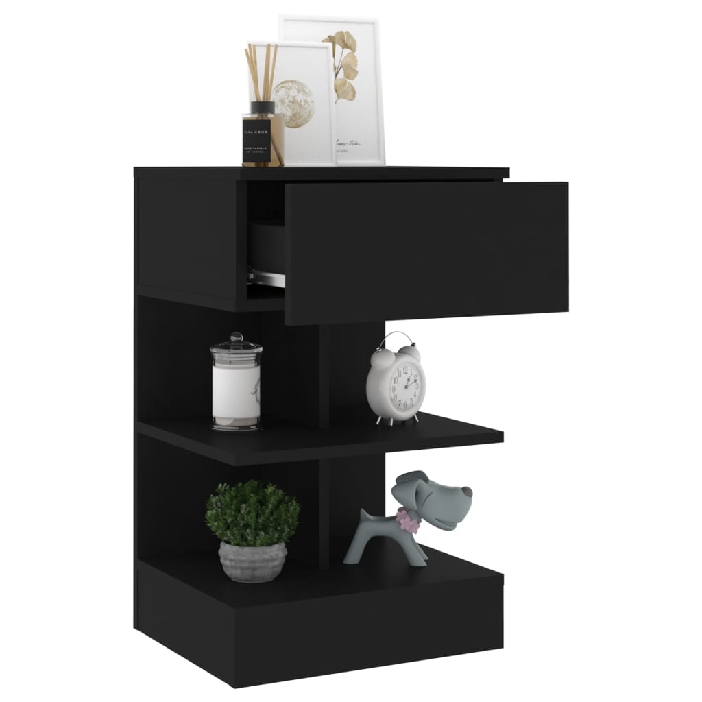 Mesa de cabeceira 40x35x65 cm derivados de madeira preto
