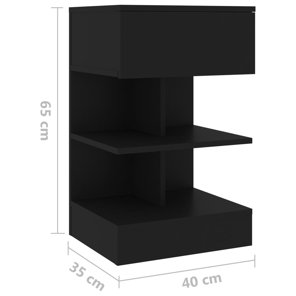 Mesa de cabeceira 40x35x65 cm derivados de madeira preto