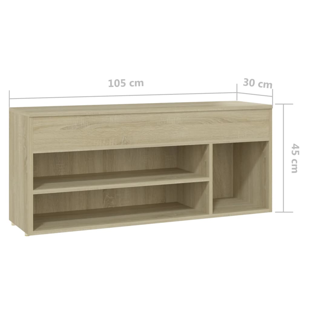 Banco sapateira 105x30x45 cm derivados madeira carvalho sonoma