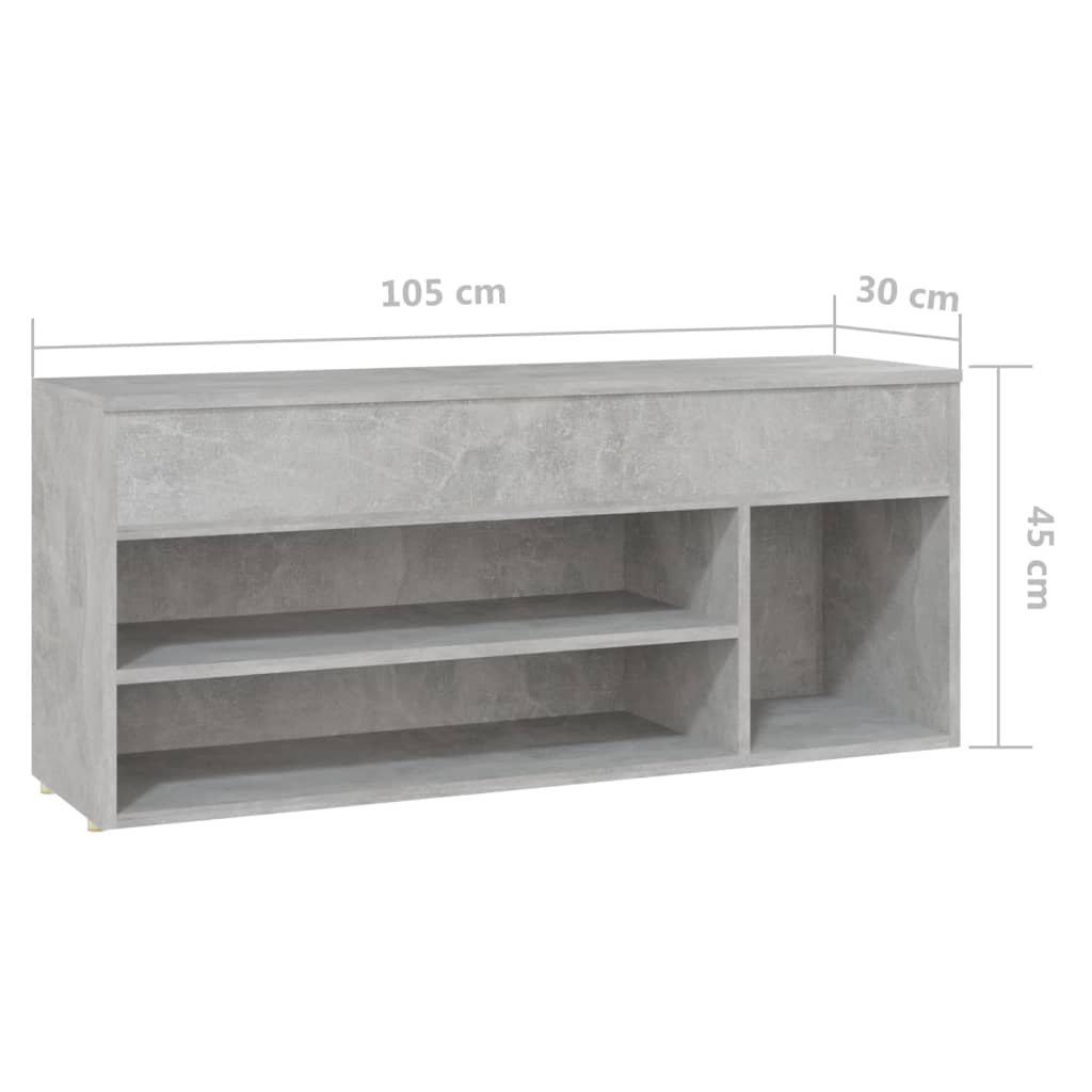 Banco sapateira 105x30x45 cm derivados madeira cinzento-cimento