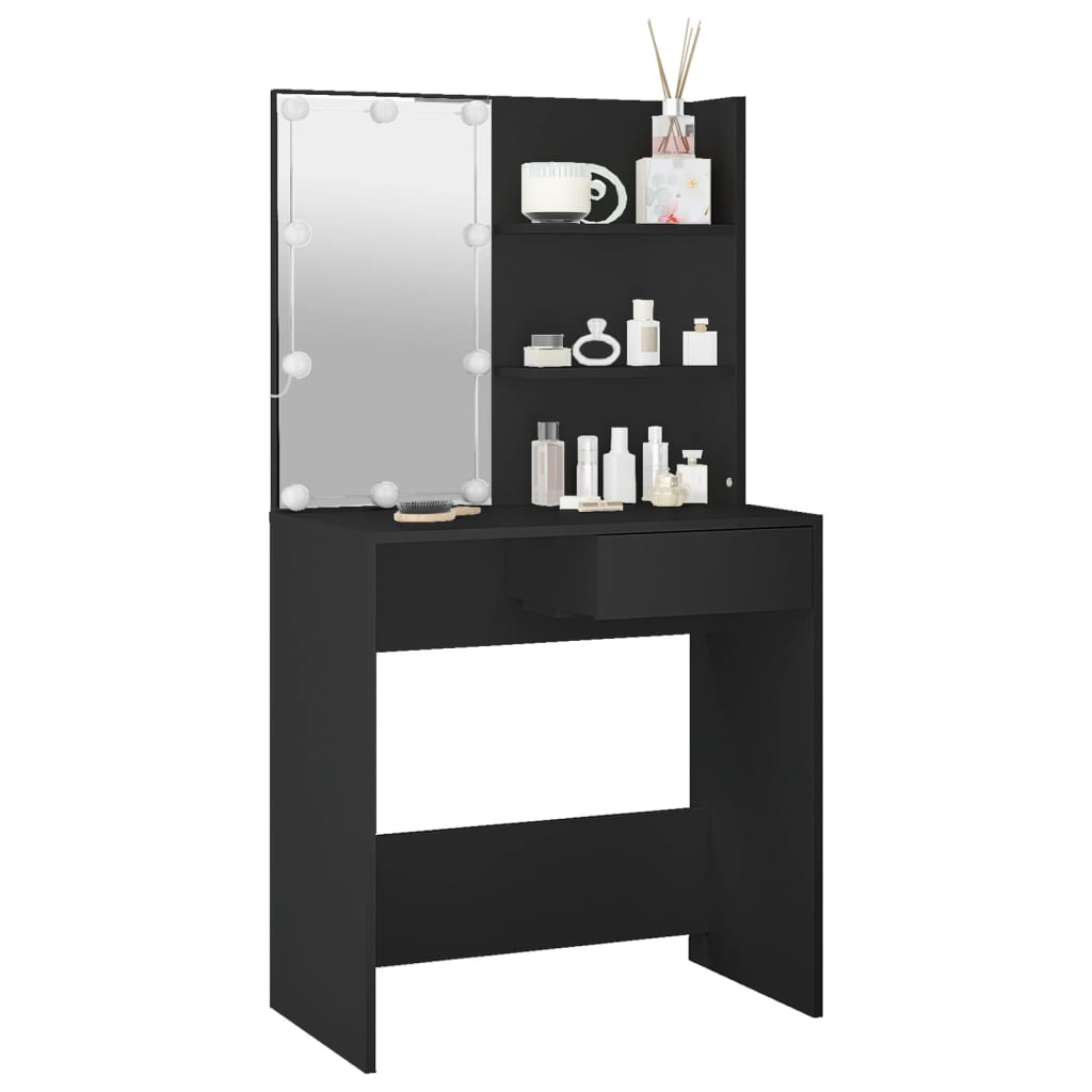 Toucador com luzes LED 74,5x40x141 cm preto