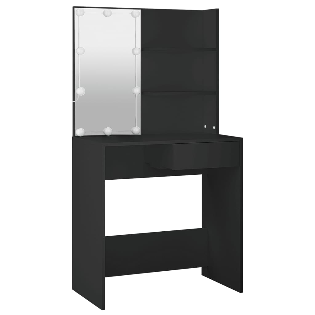 Toucador com luzes LED 74,5x40x141 cm preto