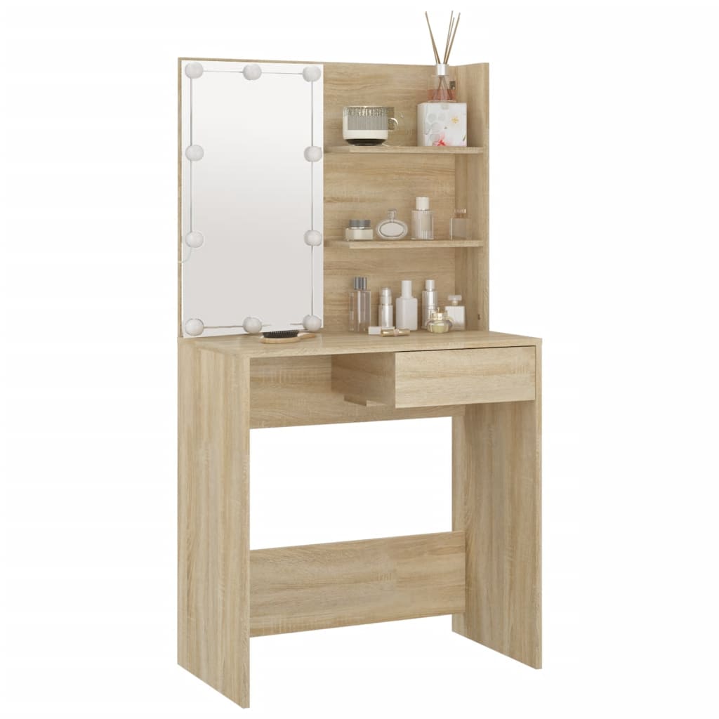 Toucador c/ LED 74,5x40x141cm derivados madeira carvalho sonoma