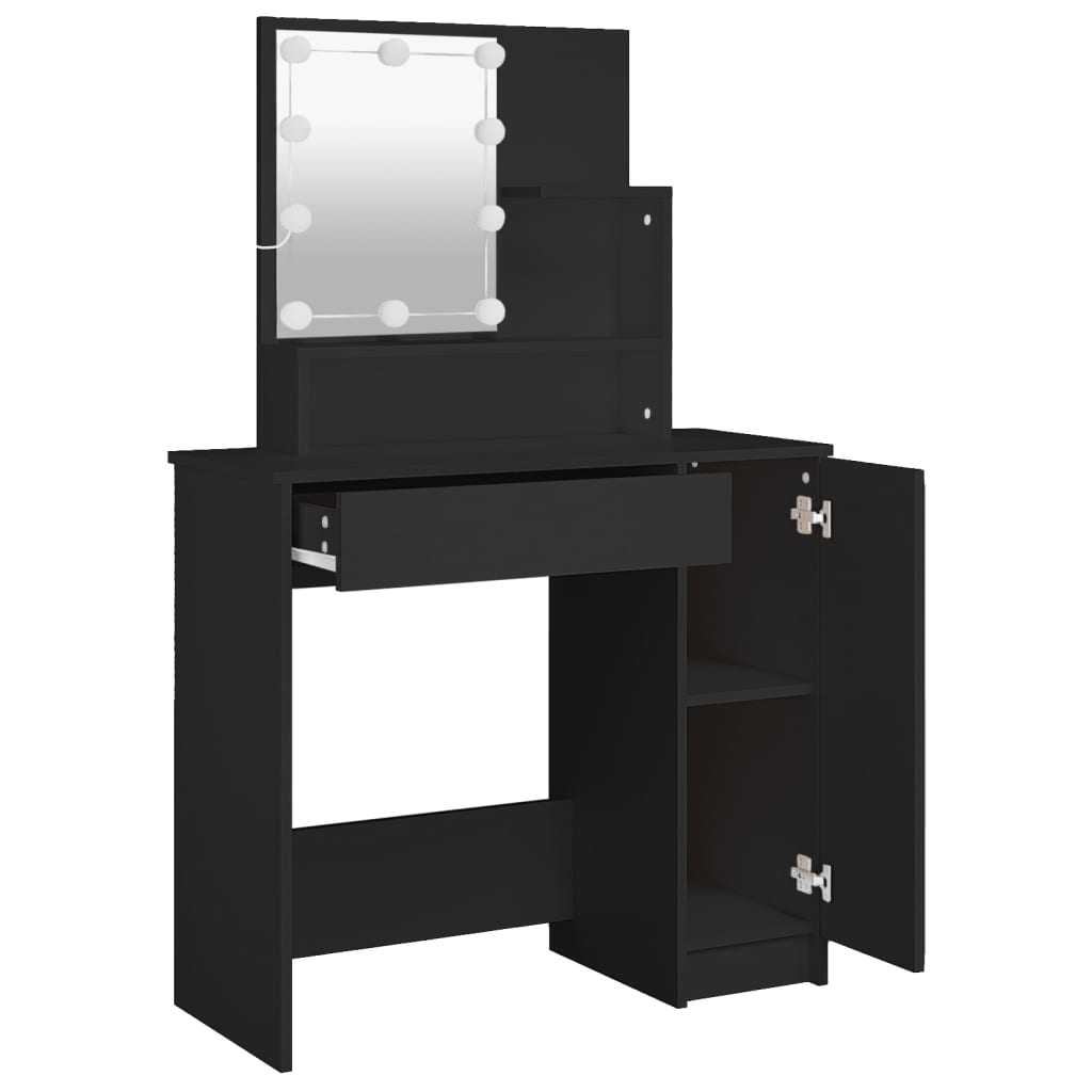 Toucador com luzes LED 86,5x35x136 cm preto