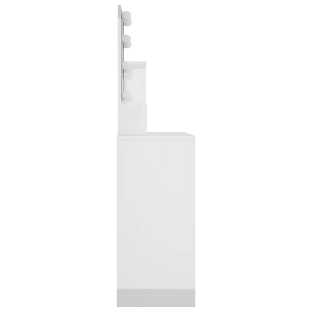 Toucador com LEDs 86,5x35x136 cm branco brilhante
