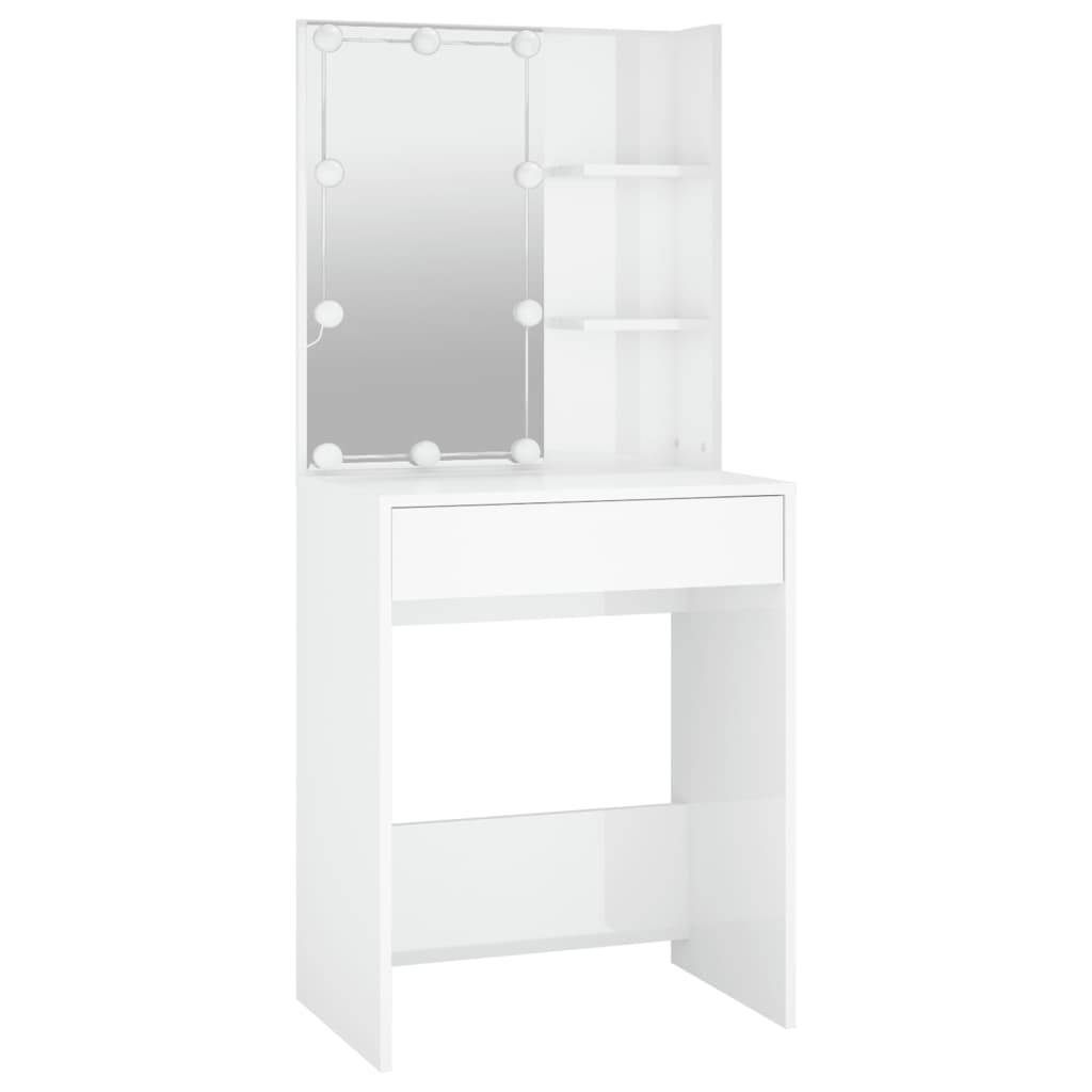 Toucador com LEDs 60x40x140 cm branco brilhante