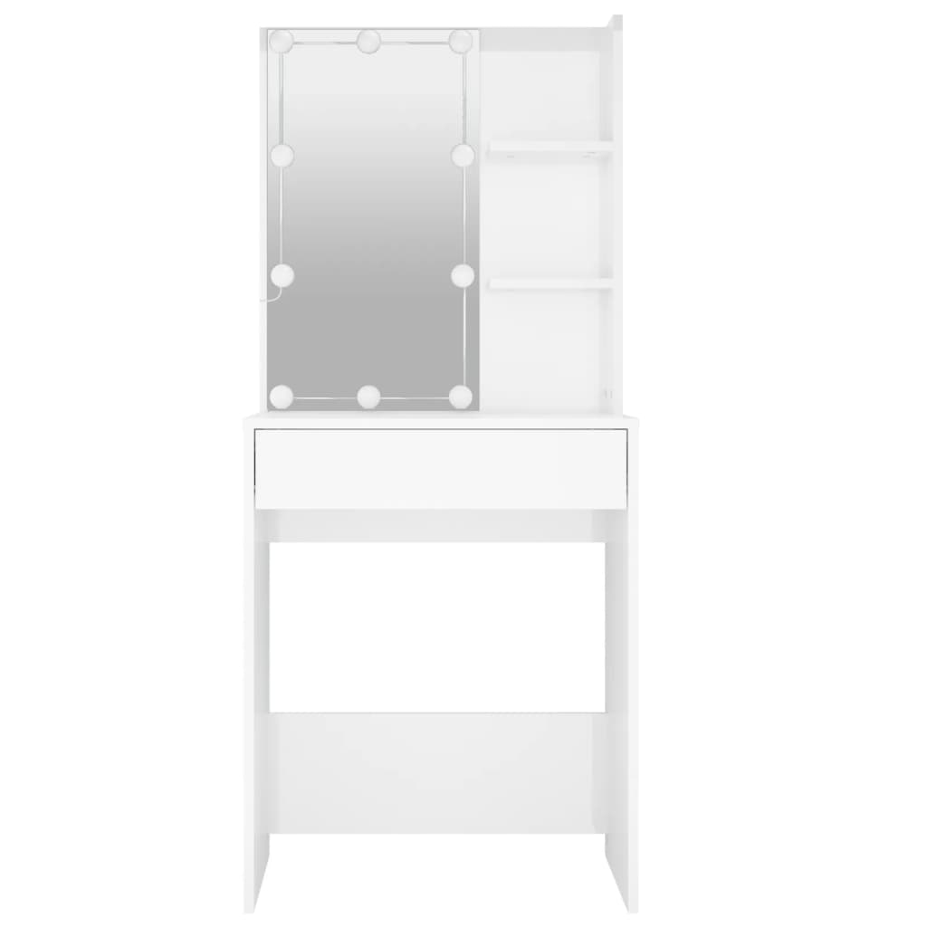Toucador com LEDs 60x40x140 cm branco brilhante