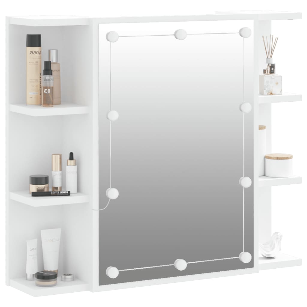 Armário espelhado com luzes LED 70x16,5x60 cm branco