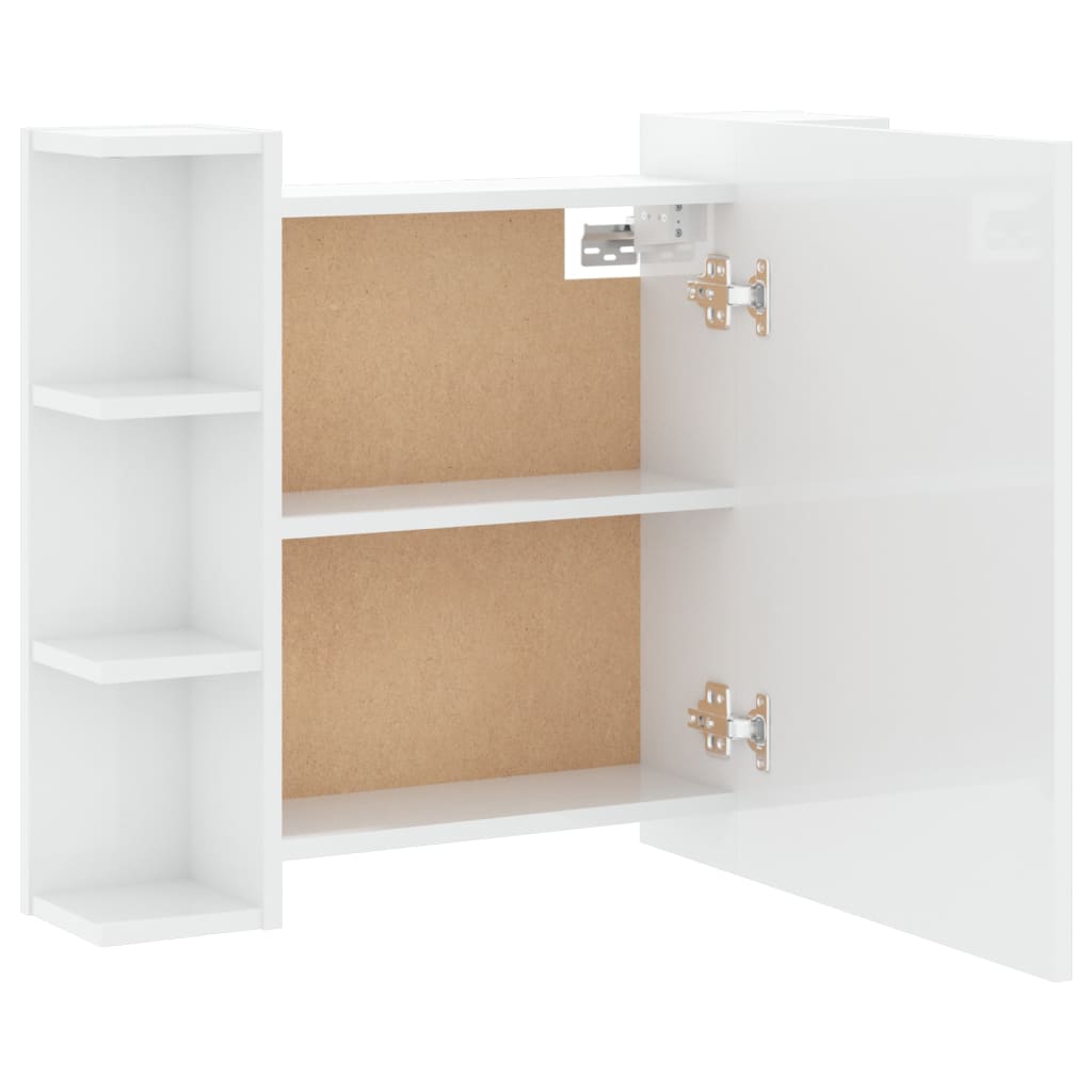 Armário espelhado com LED 70x16,5x60 cm branco brilhante