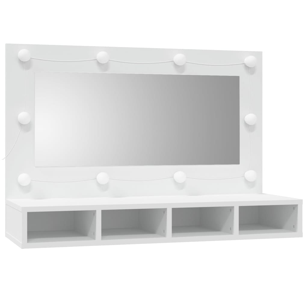 Armário espelhado com luzes LED 90x31,5x62 cm branco