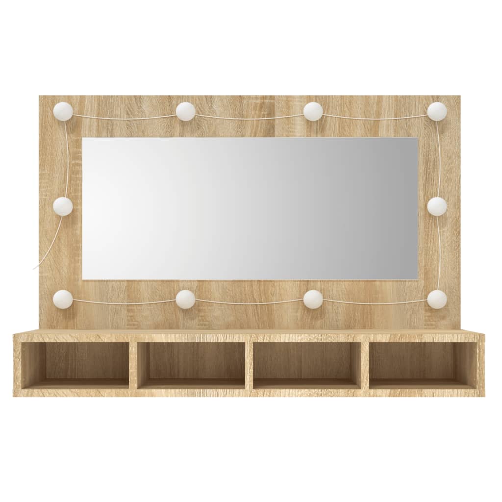 Armário espelhado com LED 90x31,5x62 cm carvalho sonoma