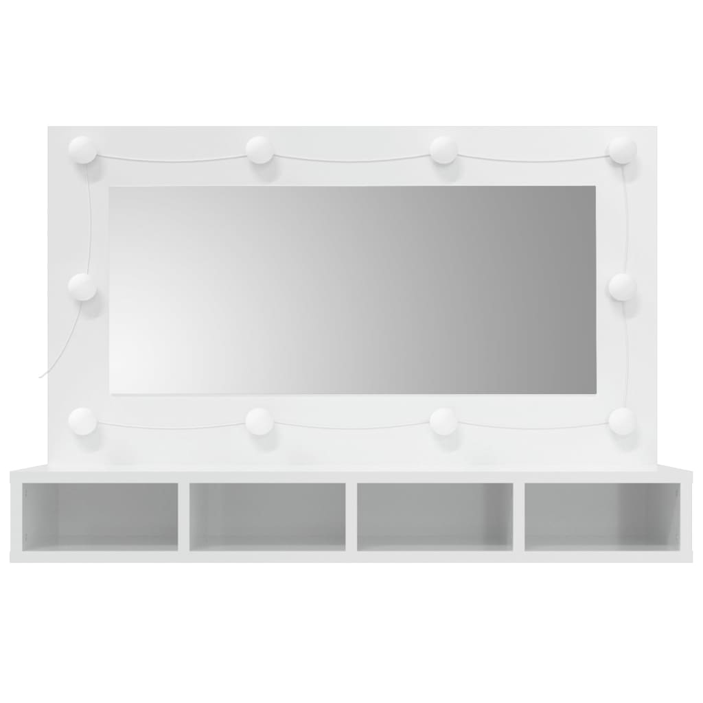 Armário espelhado com LED 90x31,5x62 cm branco brilhante